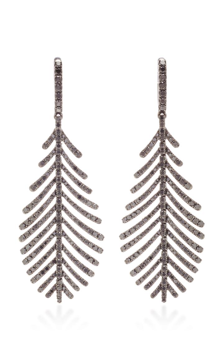 Sidney Garber Black Diamond Plume Earrings