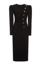 Moda Operandi Alessandra Rich Stretch Wool Crepe Dress With Crystal Buttons