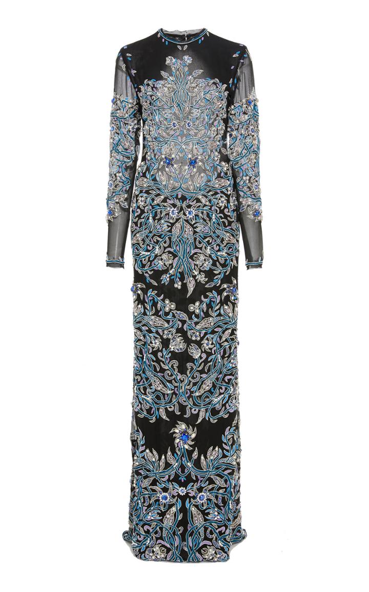Cucculelli Shaheen Salviana Column Print Gown