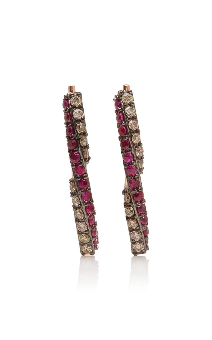 Tullia 14k Rose Gold, Ruby And Diamond Earrings