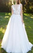 Costarellos Bridal Floral Mesh Ballgown