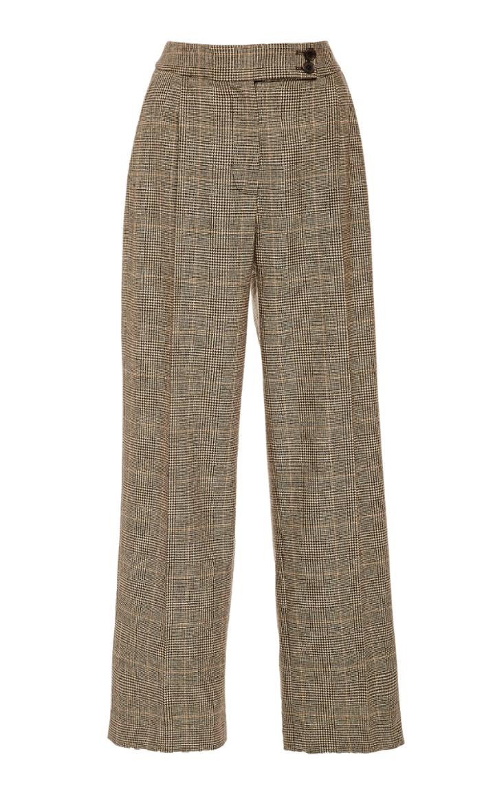 Nili Lotan Charolette Checked Wool-blend Straight-leg Pants