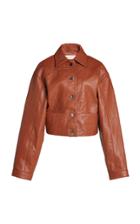Moda Operandi Saks Potts Perla Oversized Logo-embossed Leather Cropped Jacket