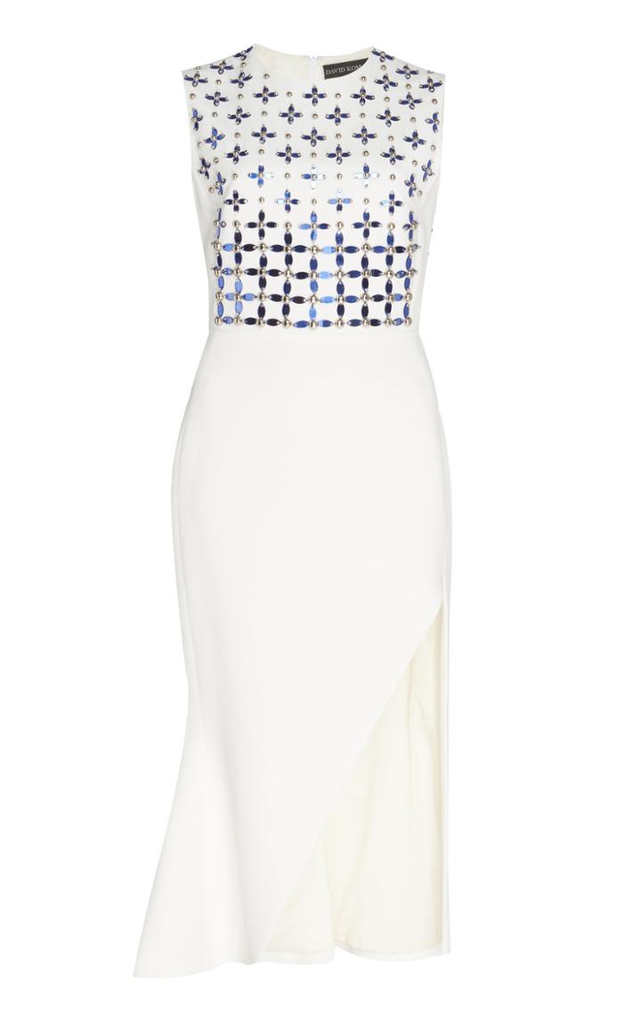 David Koma Floral Embroidered Flounce Dress