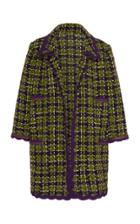 Anna Sui Scallop-trimmed Chunky Check Coat