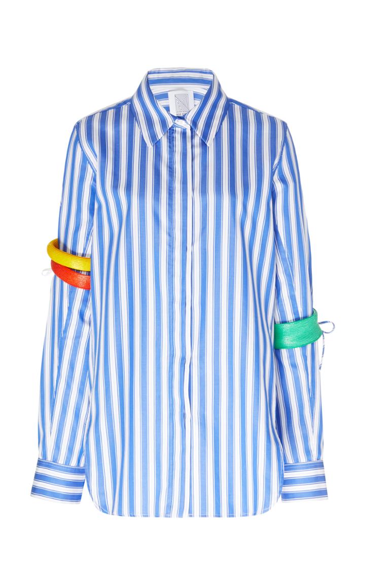 Rosie Assoulin Bangle-embellished Striped Cotton-poplin Shirt