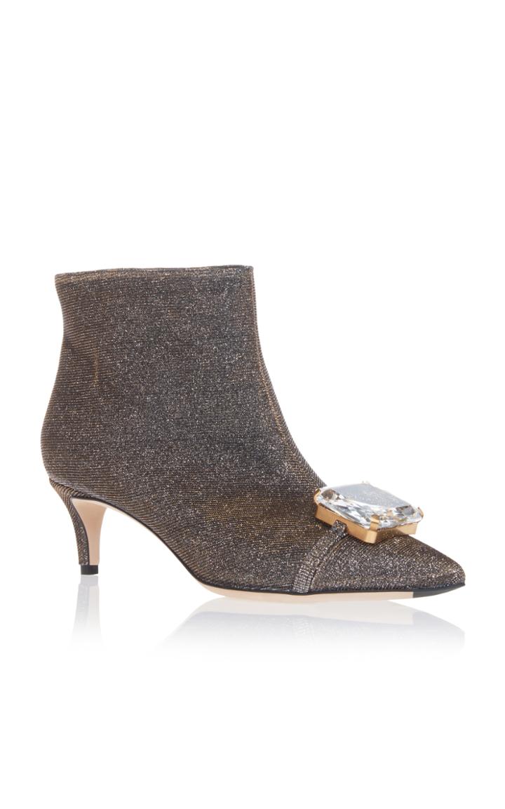 Marco De Vincenzo Bejeweled Kitten Heel Bootie