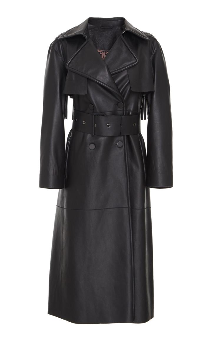 Roberto Cavalli Leather Fringe Trench Coat