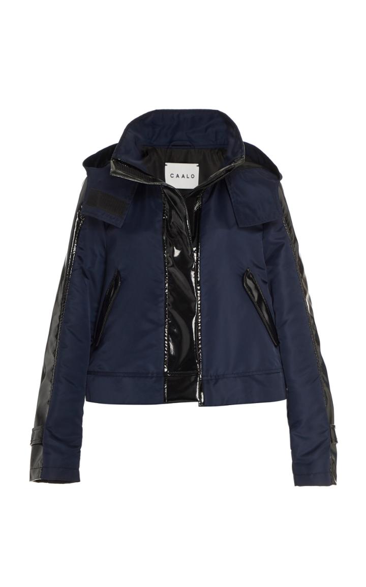 Caalo Glossed Cropped Hooded Raincoat