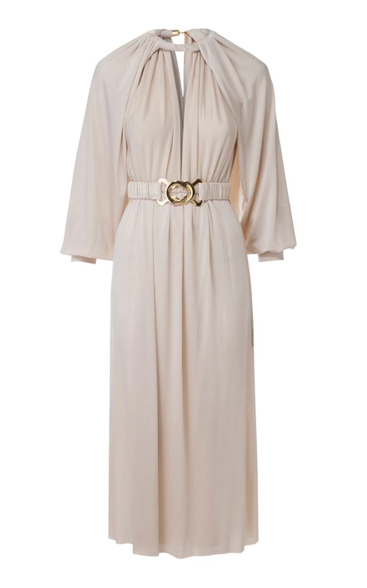 Dodo Bar Or Mika Cape-effect Belted Crepe Dress