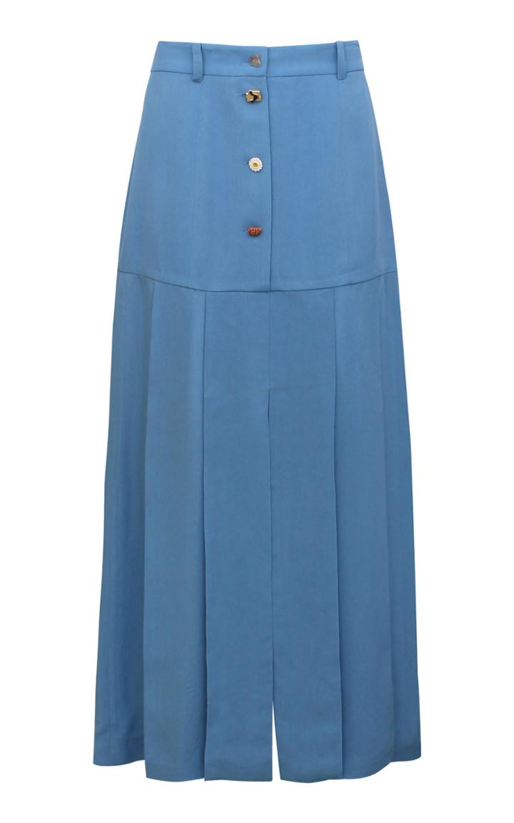 Moda Operandi Rejina Pyo Miller Button-detailed Pleated Viscose Midi Skirt