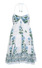 Juliet Dunn Tie-front Printed Cotton-voile Halterneck Dress