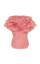 Mds Stripes M'o Exclusive Lexi Embroidered Cotton Wrap Top