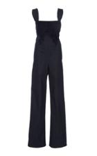 Luisa Beccaria Denim Embellished Lace Jumpsuit