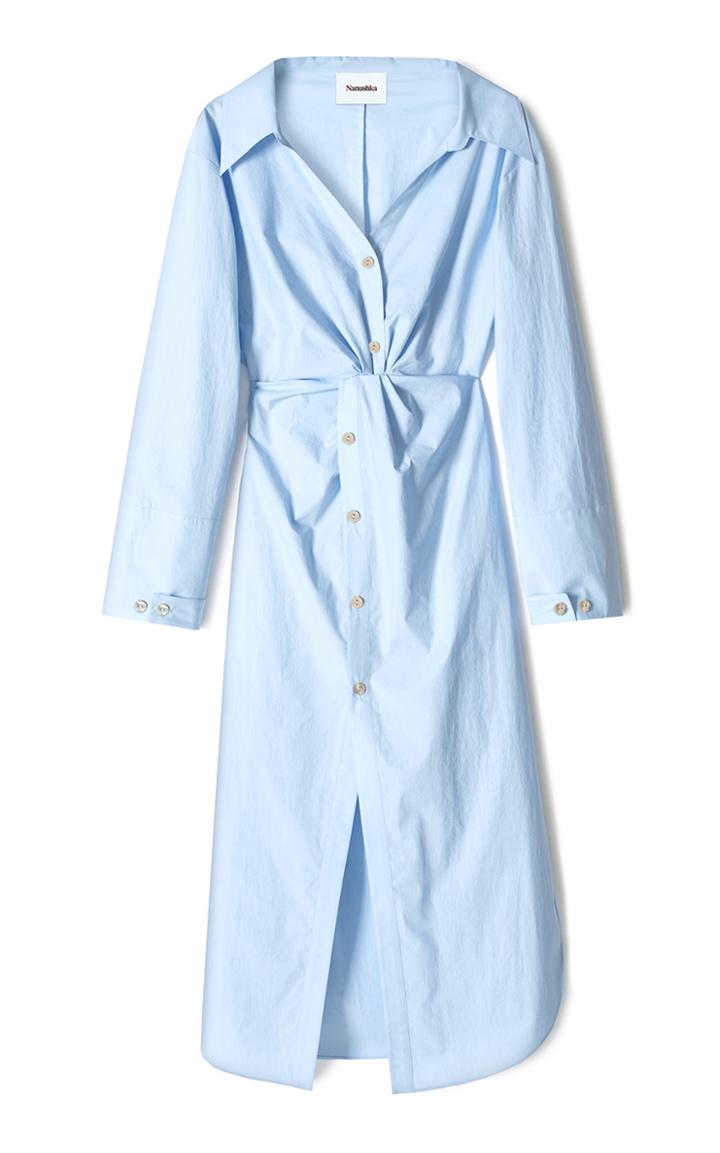 Moda Operandi Nanushka Ayse Twisted Cotton Poplin Shirt Dress