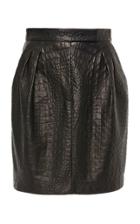 Max Mara Manila Leather Croc-effect Skirt