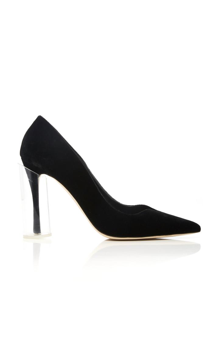 Rosie Assoulin Lucite-detailed Velvet Pumps