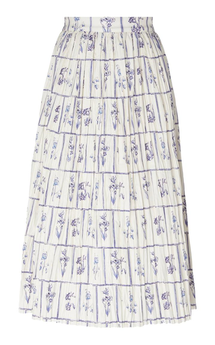 Moda Operandi Khaite Sylvia Pleated Cotton Skirt Size: 0
