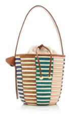 Cesta Collective Lunchpail Leather-trimmed Checkered Sisal Bucket Bag