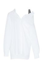 Prada Off-the-shoulder Crystal-embellished Cotton-poplin Shirt