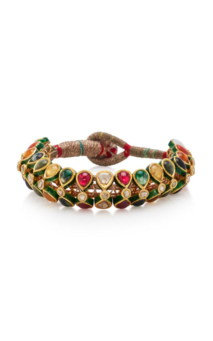Sanjay Kasliwal 14k Gold Navratna Diamond Bracelet
