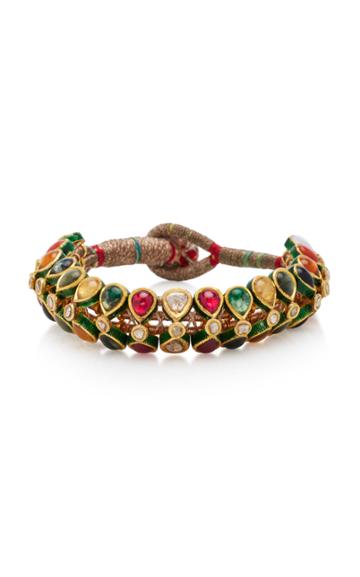 Sanjay Kasliwal 14k Gold Navratna Diamond Bracelet