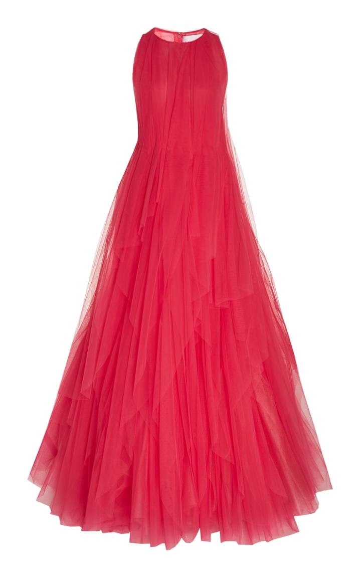 Carolina Herrera Layered Sleeveless Tulle Gown