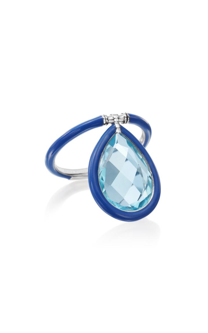 Moda Operandi Nina Runsdorf The Artist Blue Topaz And Blue Enamel Large Ring