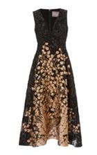 Lela Rose Embroidered Two-tone Jacquard Dress