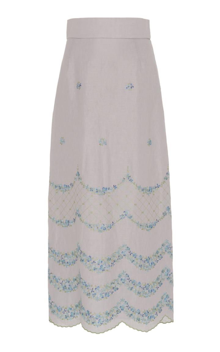 Luisa Beccaria Mermaid Embroidered Midi Skirt