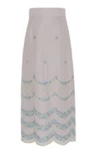 Luisa Beccaria Mermaid Embroidered Midi Skirt