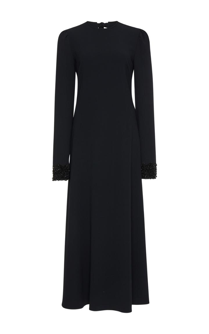 Rochas Long Sleeve Gown With Embellished Cuffs