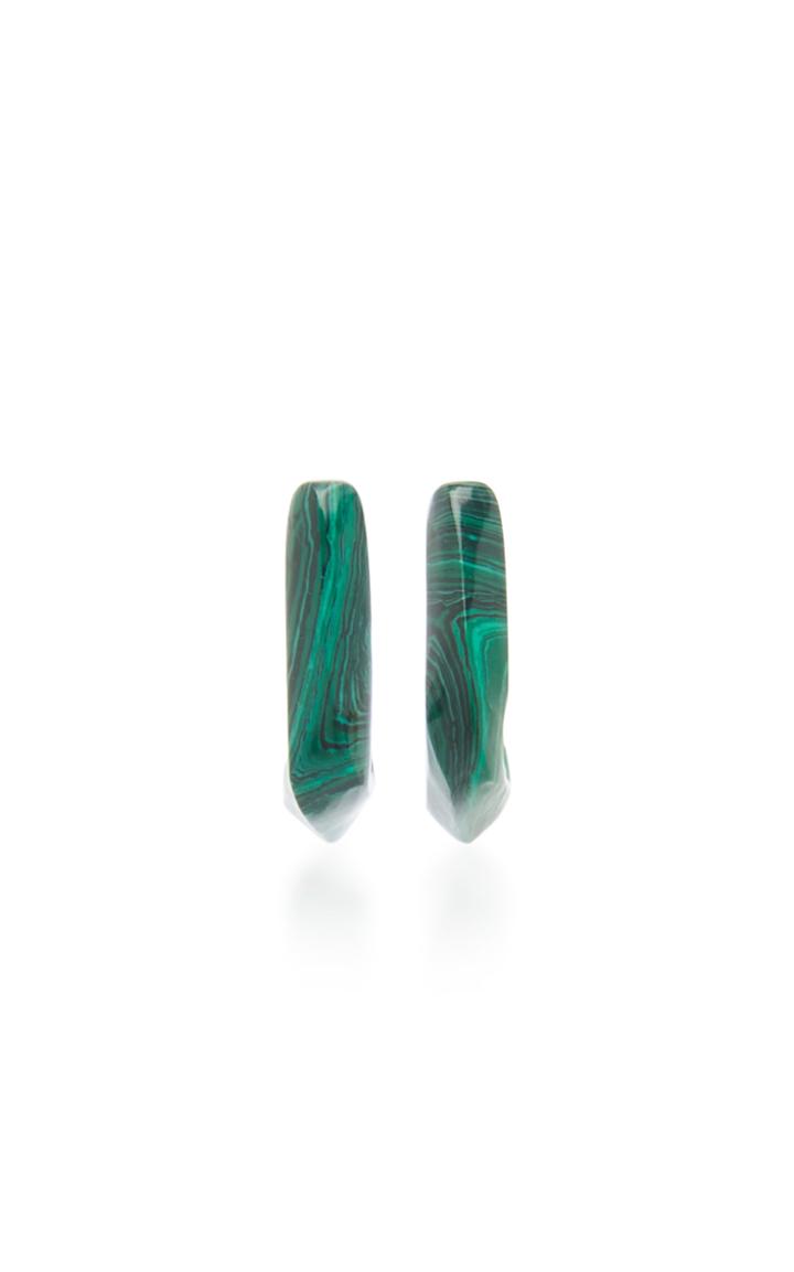 Bottega Veneta Malachite And Gold-plated Silver Geometric Earrings