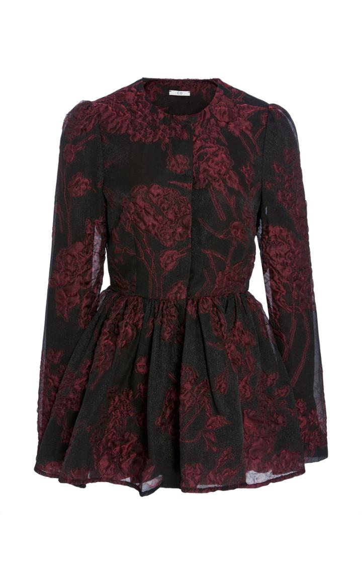 Co Floral Jacquard Peplum Top