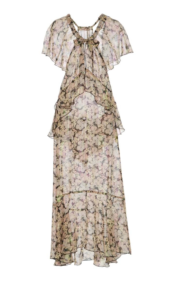 Anna Sui Chiffon And Metallic Clip Jacquard Dress