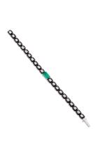 Nikos Koulis Oui Black Enamel Bracelet With Emerald Center Stone And Emerald Cut White Diamonds