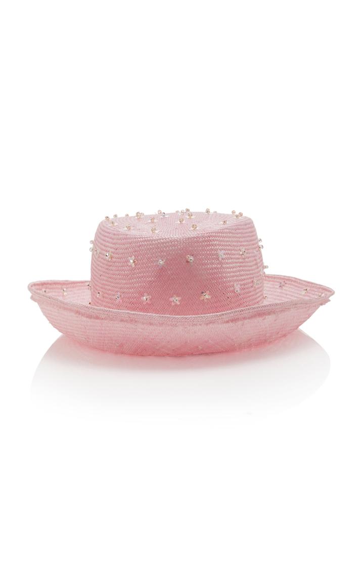 Yestadt Millinery Alicia Sequin-embellished Straw Bucket Hat