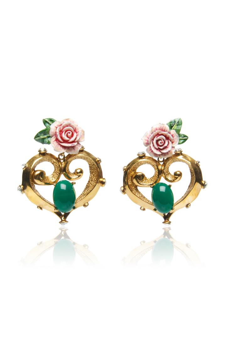 Dolce & Gabbana Heart And Flower Brass Earring