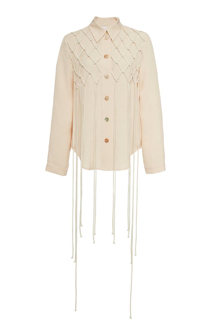 Nanushka Otis Crochet Overlay Crepe Top