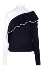 Adeam Sheer Shoulder Cascade Knit Top