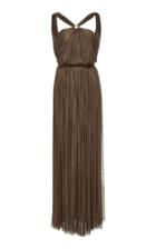 Maria Lucia Hohan Blossom Metallic Silk-tulle Halter Gown