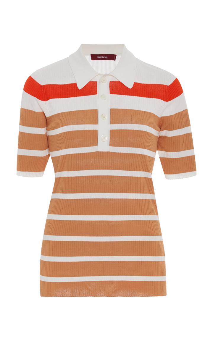 Sies Marjan Rory Striped Stretch-knit Polo Shirt