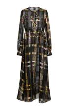 Cynthia Rowley Metallic Plaid Long-sleeve Dress