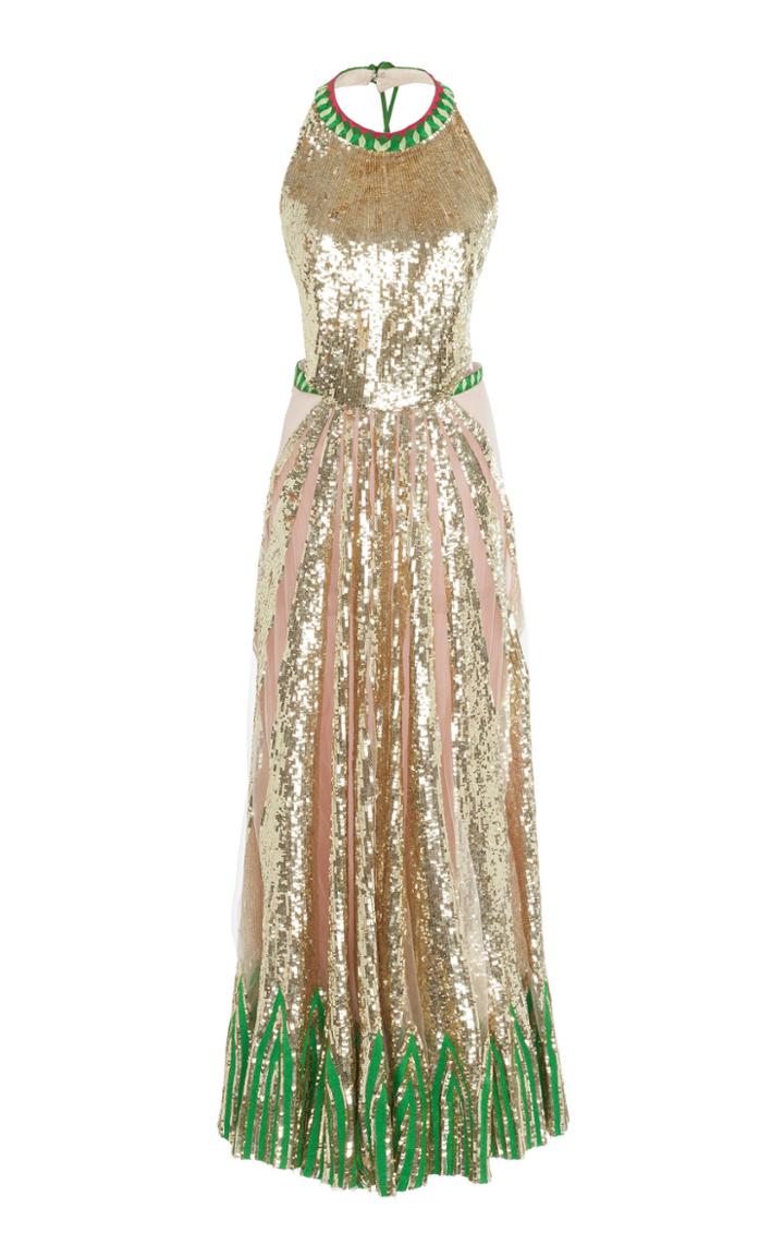 Temperley London Sycamore Halter Neck Sequin Gown