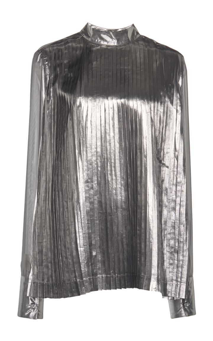 Mrz Pleated Silk Lame Shirt