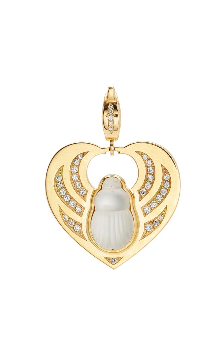 Moda Operandi Lito 14k Yellow Gold Mother Of Pearl Scarab Heart Charm