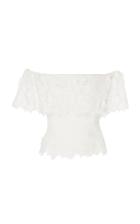 Rebecca De Ravenel Meadow Picnic Off-shoulder Guipure Lace Top