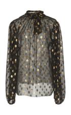 Dolce & Gabbana Metallic Polka Dot Organza Pussybow Blouse