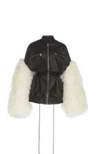 David Koma Fur Sleeve Leather Jacket