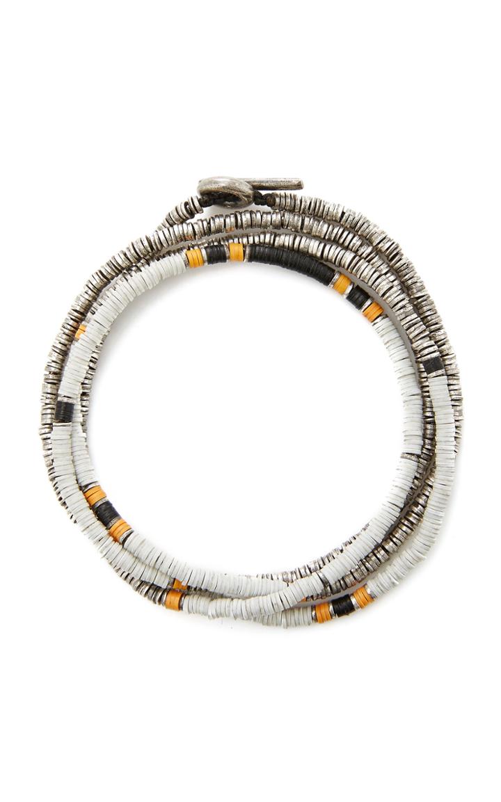 Moda Operandi M. Cohen Mini Disc Four Wrap White Bead Multi Color Bracelet Size: S